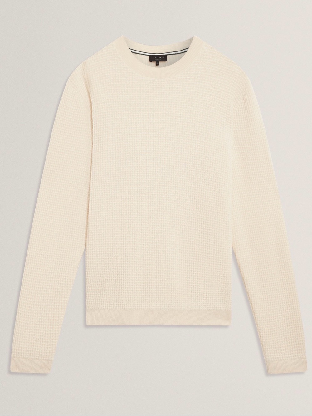 Ted Baker Men’s M Ecru Wool Waffle Knit Sweater Layering Fisherman NWT